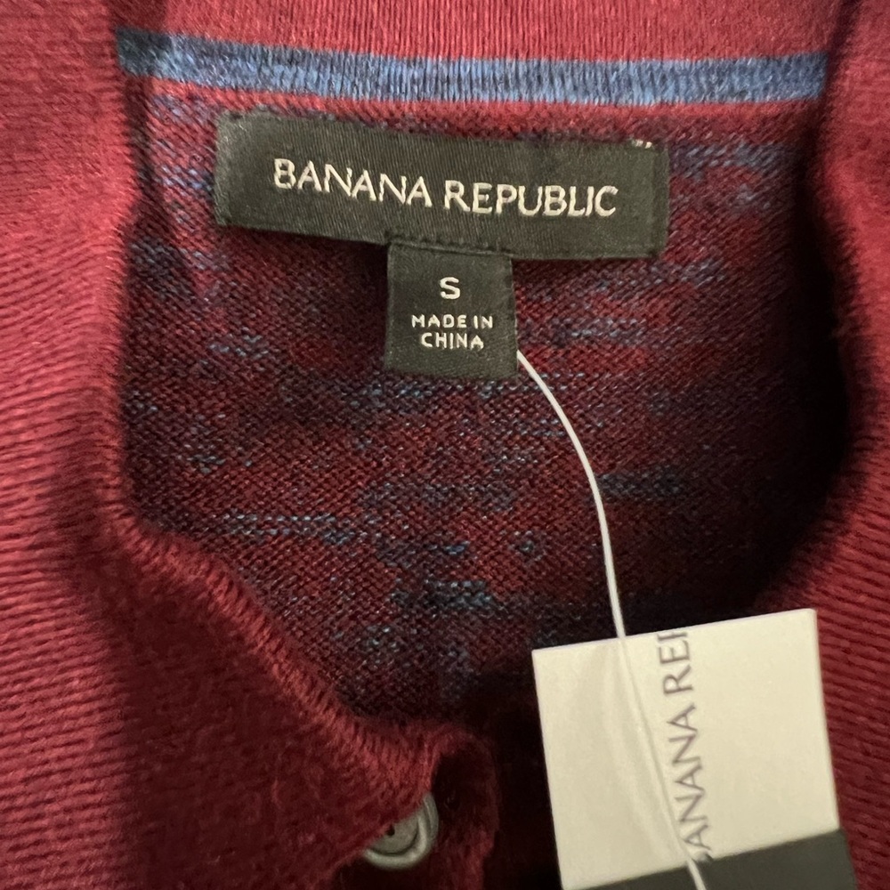 NWT Banana Republic Men’s Short Sleeve Luxury Cotton Knit Polo Shirt Size Small - Picture 2 of 6